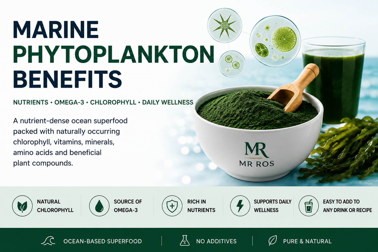 Marine phytoplankton powder superfood supplement by MR ROS