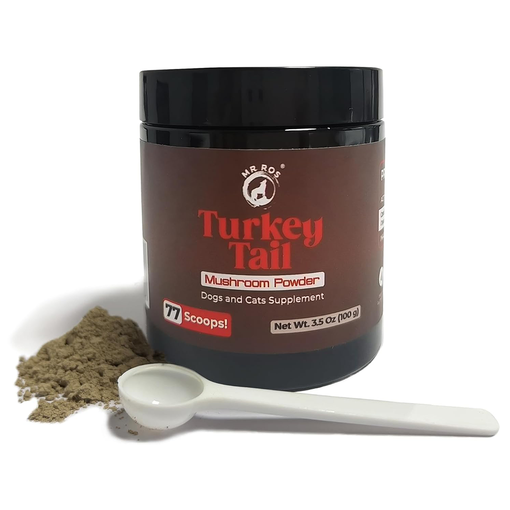 Natural Turkey Tail Mushroom Powder for Dogs - 3.5 oz (77 Scoops)