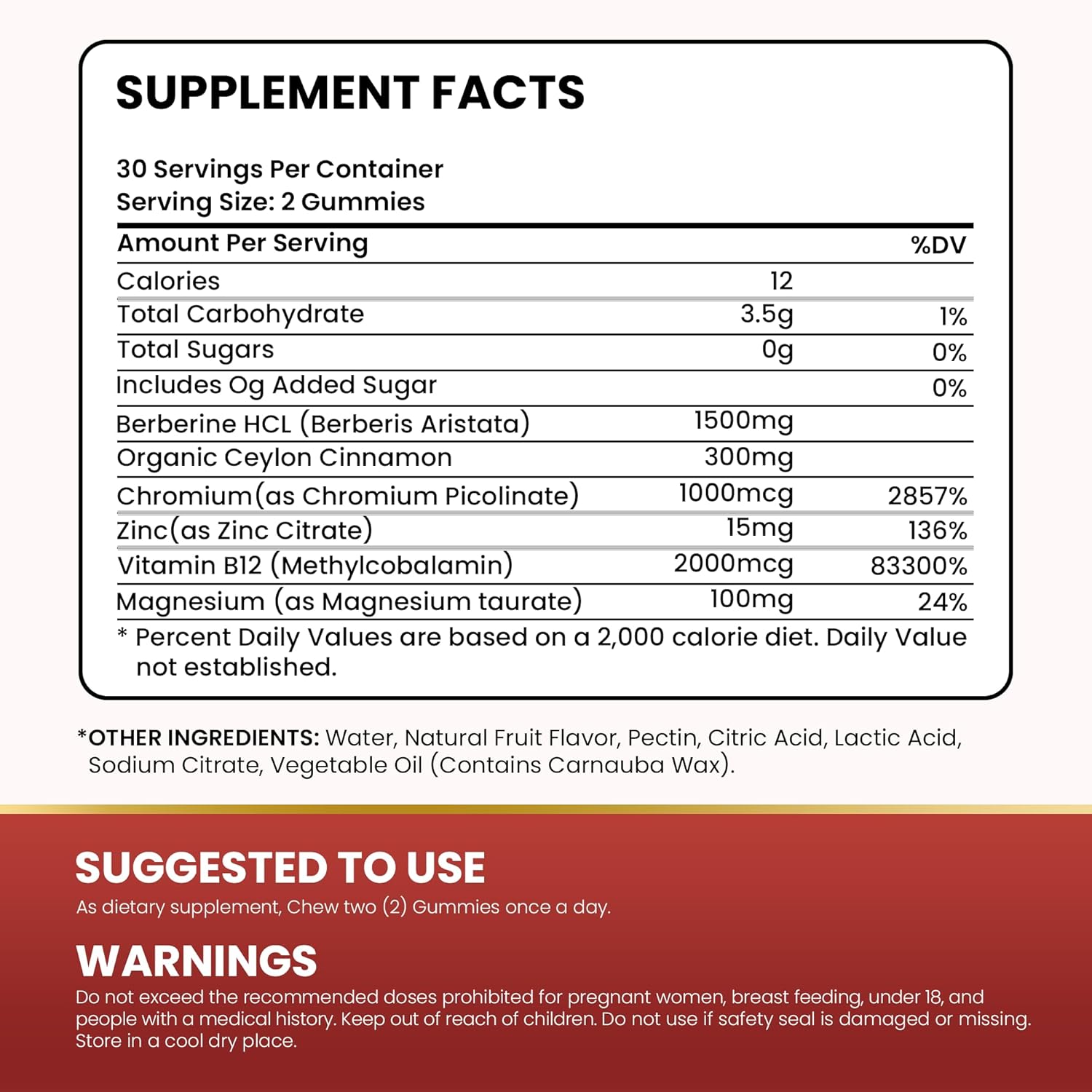 Mr Ros 1500 mg Berberine Gummies for Immunity & Metabolism - 60 Count