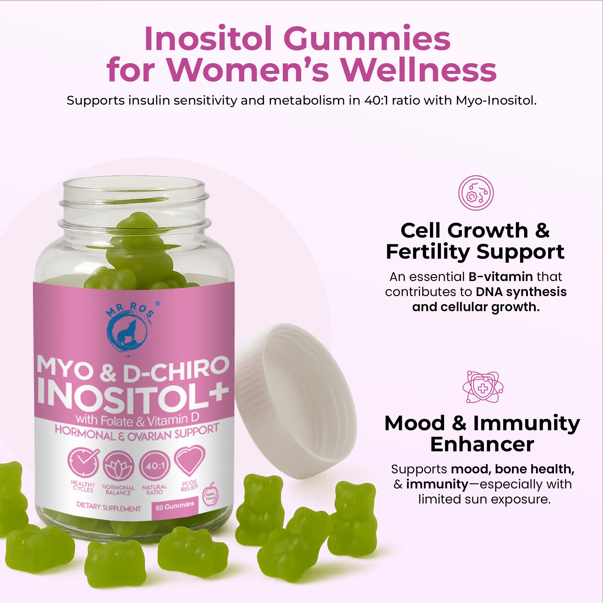 MR Ros PCOS Gummies – Strawberry & Apple – Hormone Balance Support