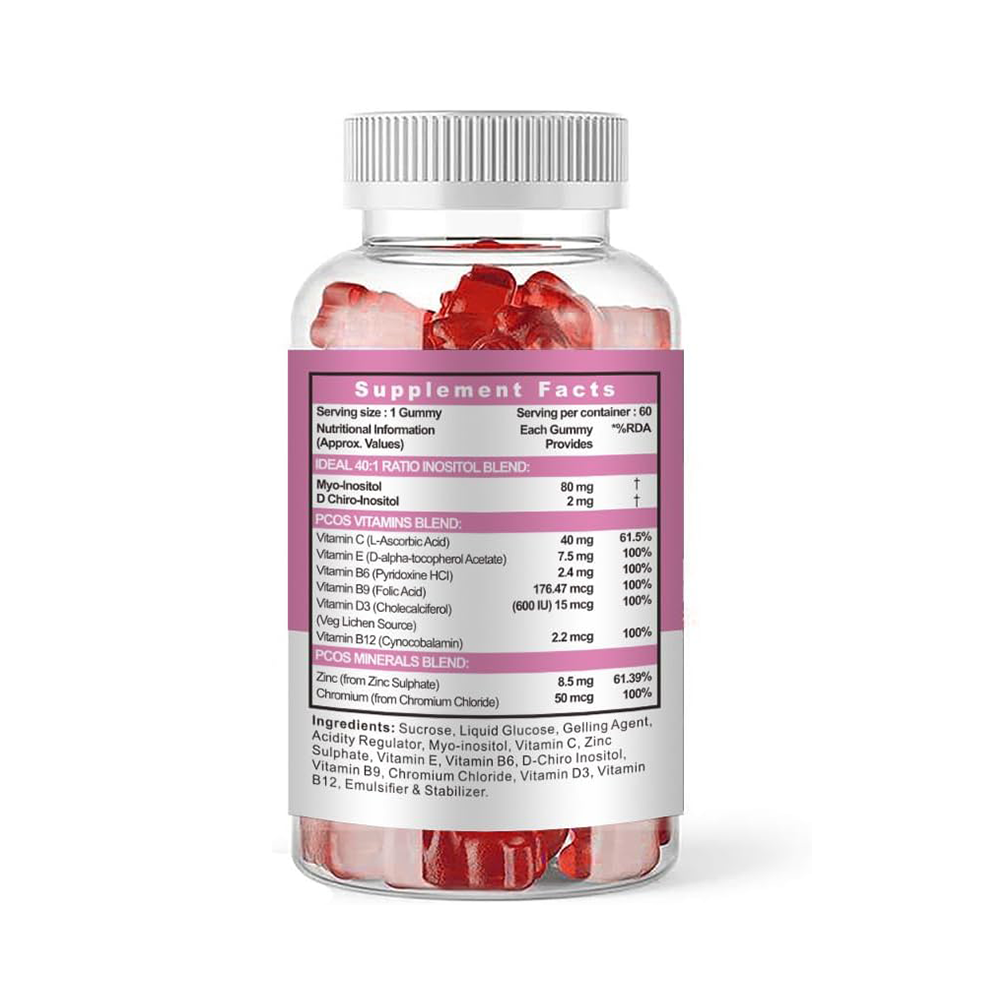 Myo & D-Chiro Inositol Gummies with Folate & Vitamin D - 60 Gummies