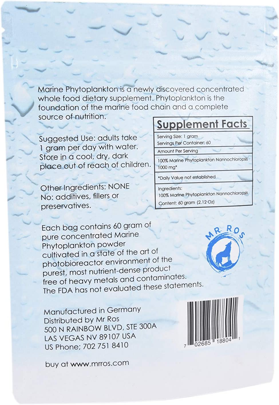Marine Phytoplankton Nutritional Supplement Powder-2.12 Oz- for Humans