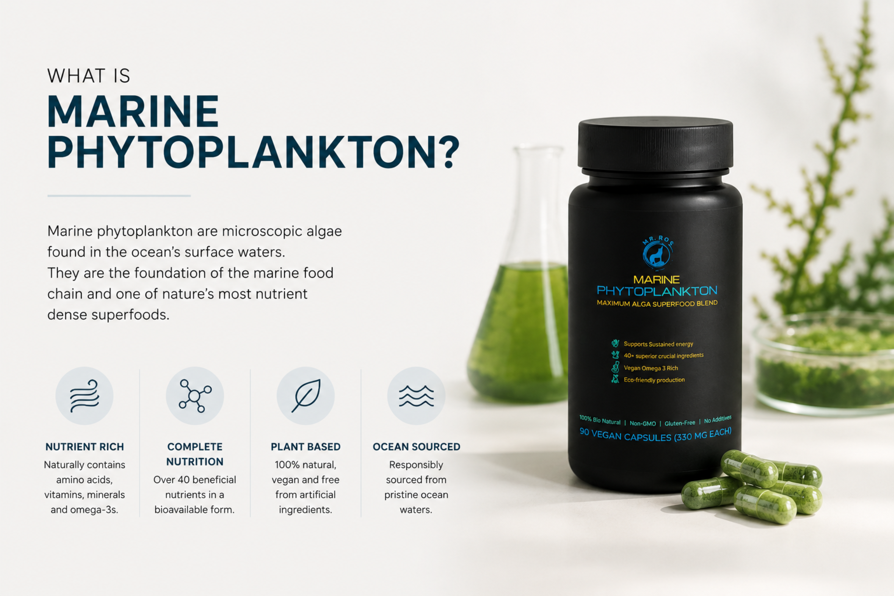 Marine Phytoplankton Capsules 90ct – Natural Ocean Superfood Mr Ros