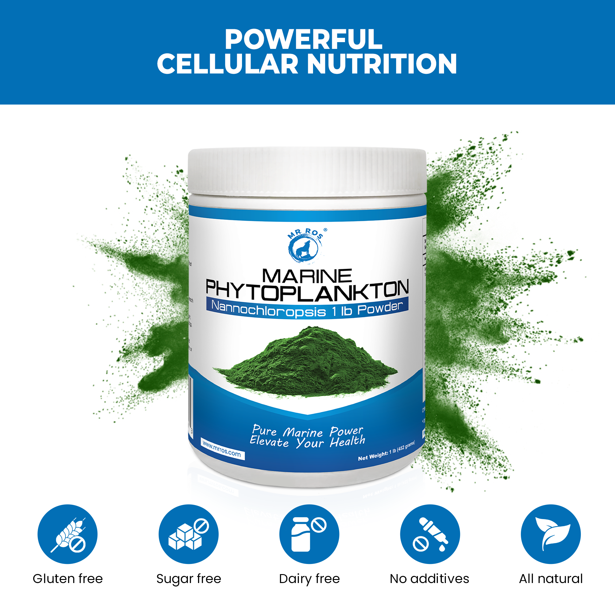 Marine Phytoplankton Powder (1lb): Superfood Women & Men and Dogs Micro Algae