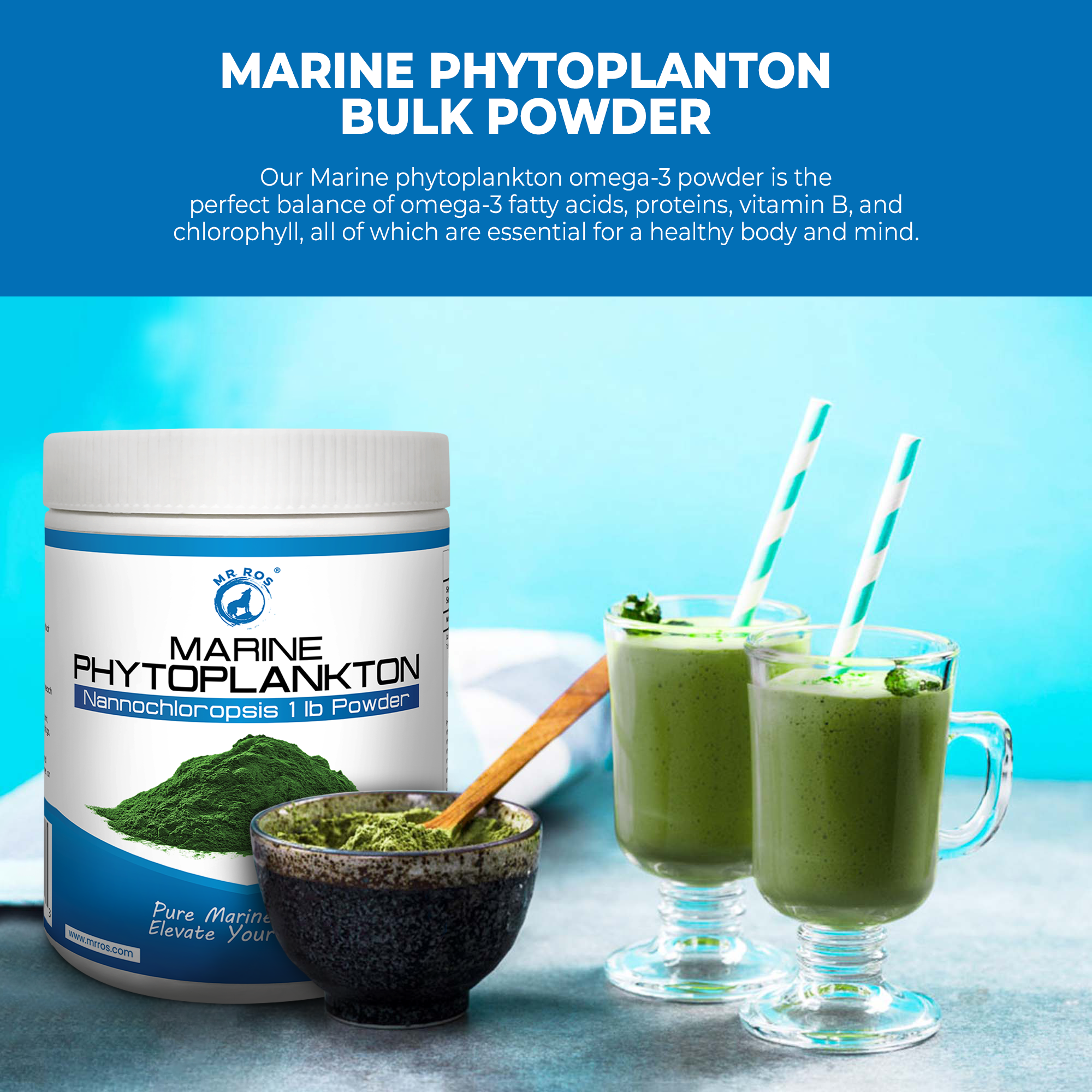 Marine Phytoplankton Powder (1lb): Superfood Women & Men and Dogs Micro Algae